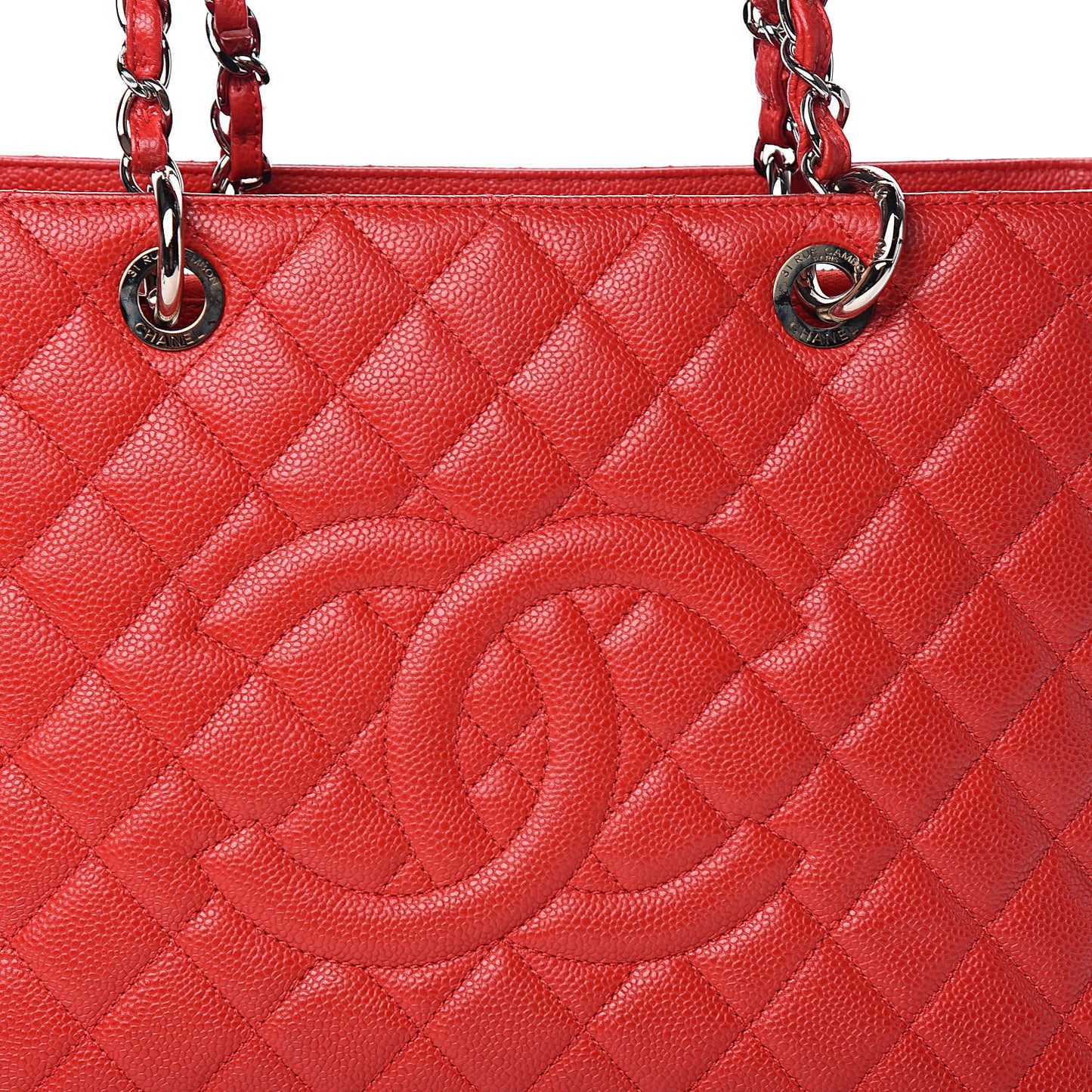 Caviar Quilted Grand Shopping Tote GST Red