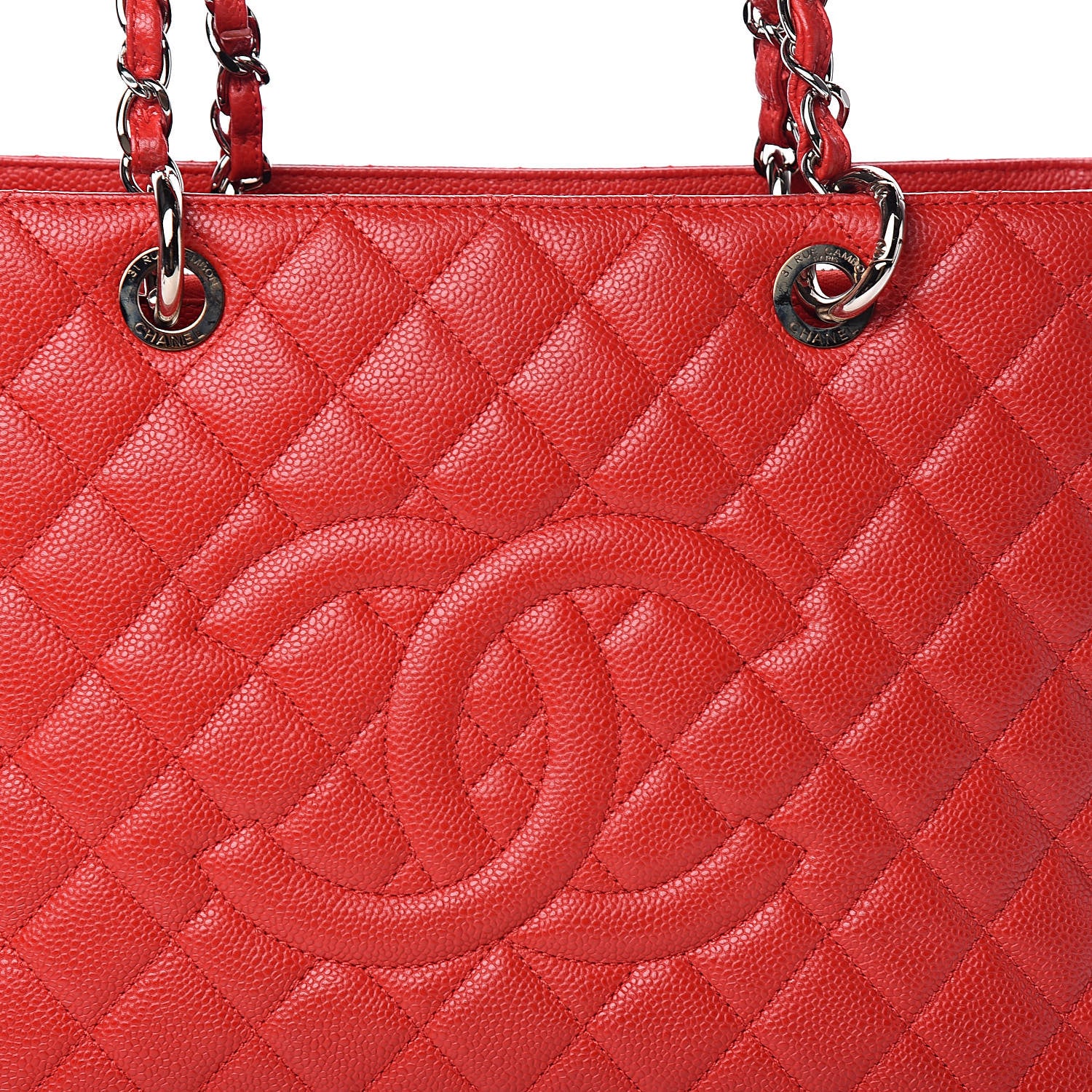 Chanel Caviar Quilted Grand Shopping Tote GST Red 10 of 10