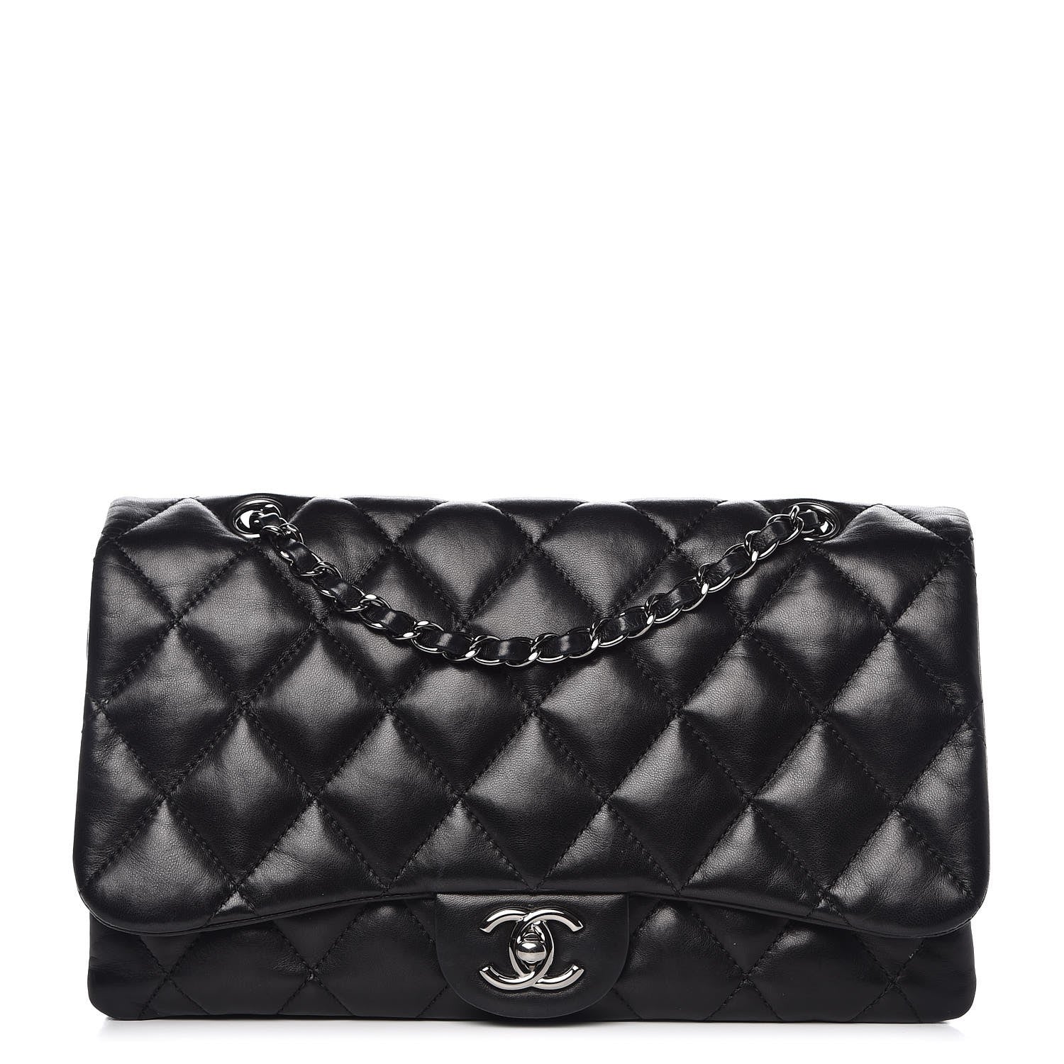 Chanel Lambskin Quilted 3 Accordion Flap Bag Black 1 of 15