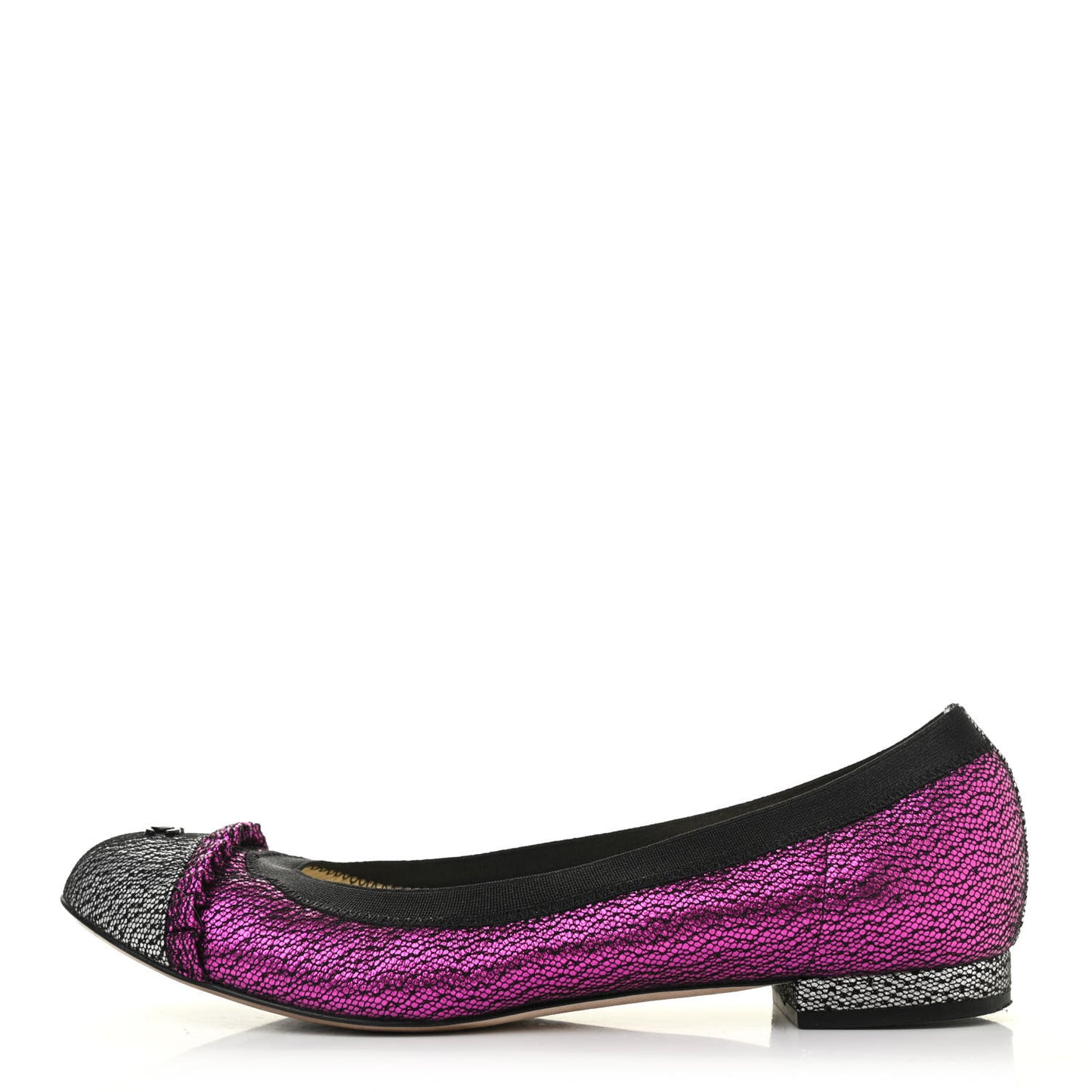 Metallic Lace Cap Toe Ballerina Flats 37.5 Fuchsia