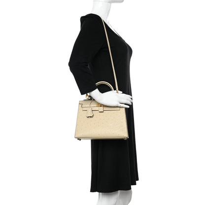 Hermes Ostrich Kelly Sellier 25 Parchemin 3 of 11