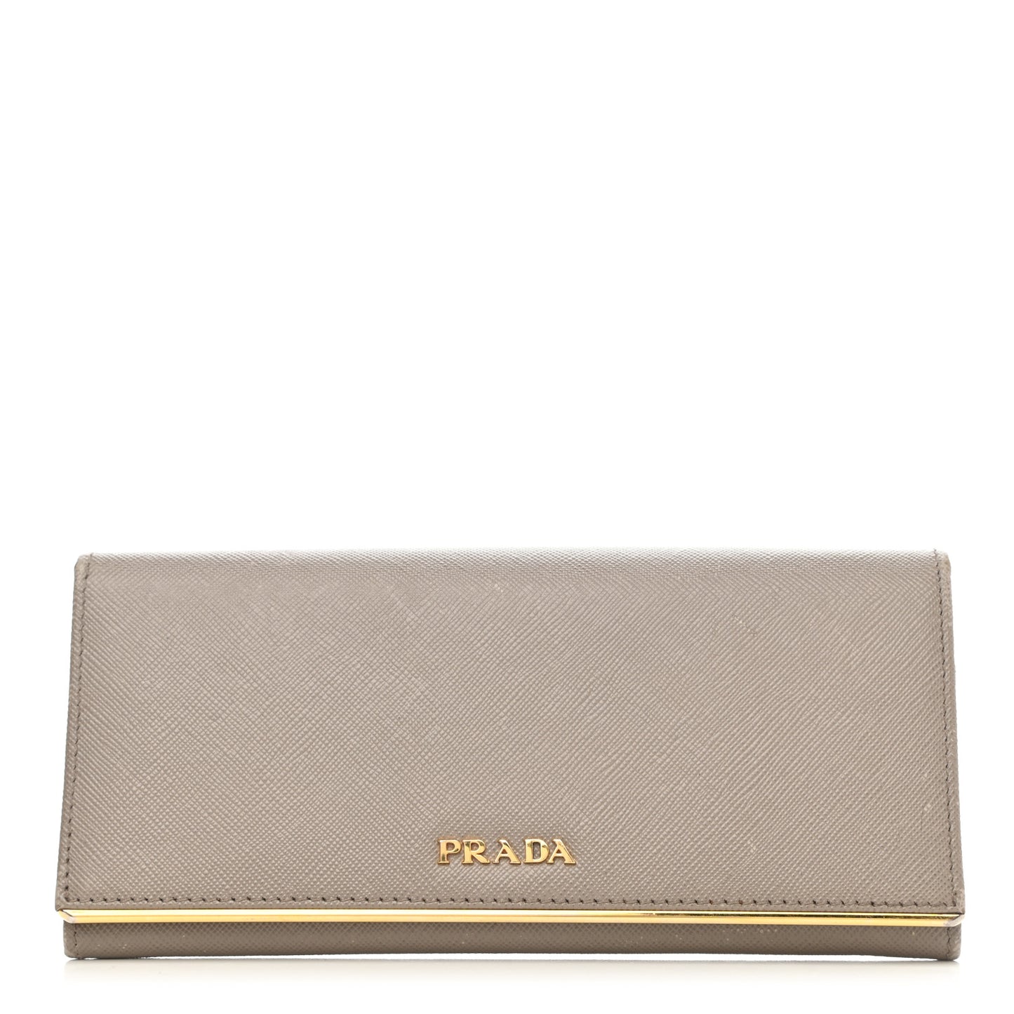 Saffiano Metal Bar Continental Flap Wallet Argila