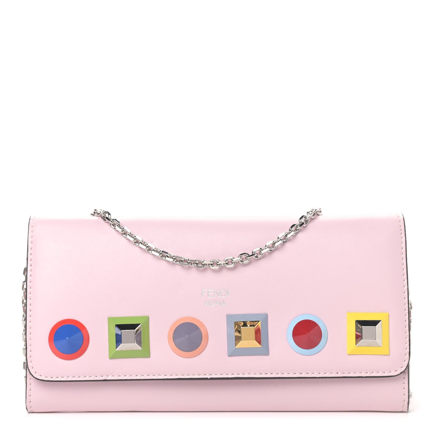 Vitello Liberty Studded Continental Wallet On Chain Peonia Multicolor