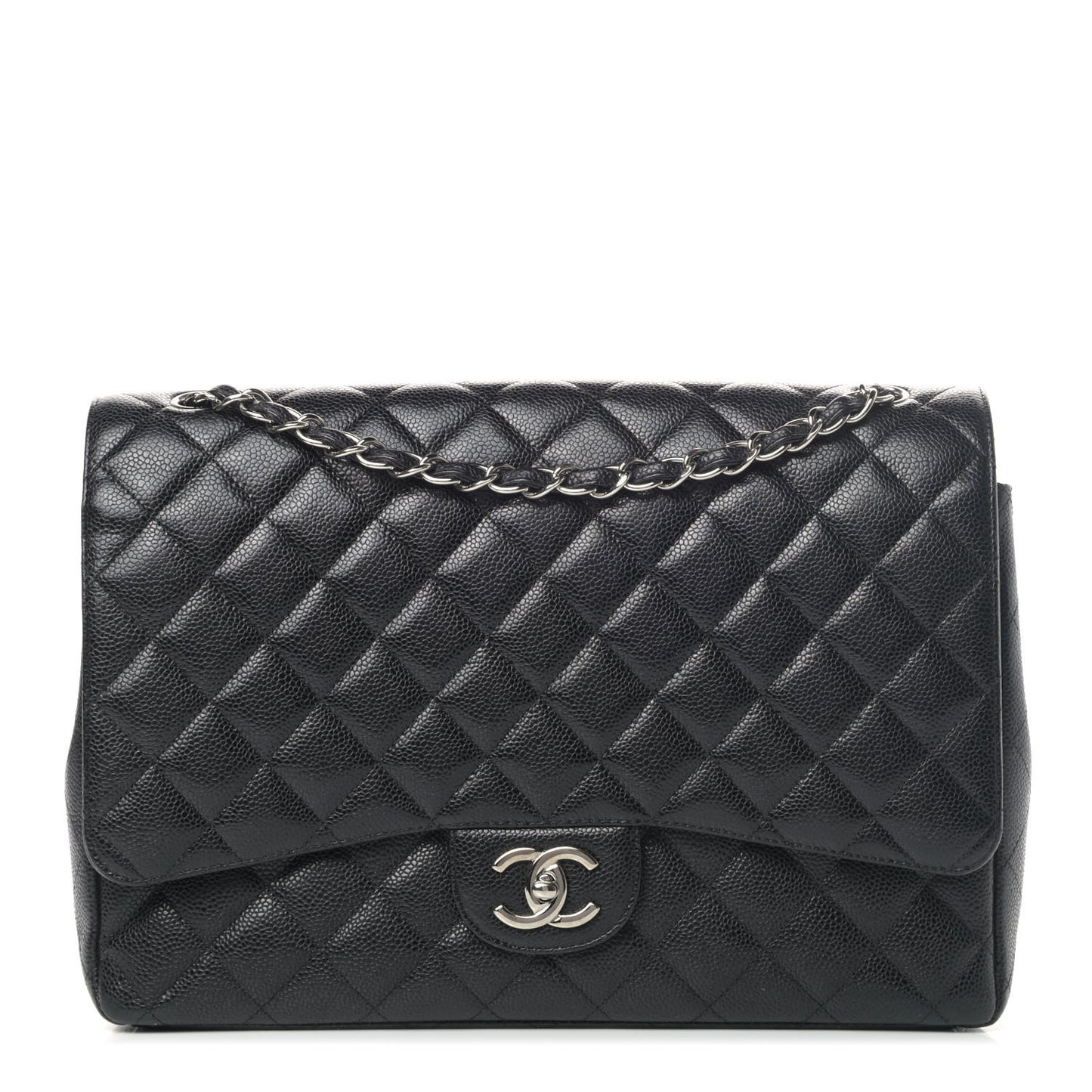 Caviar Quilted Maxi Double Flap Black