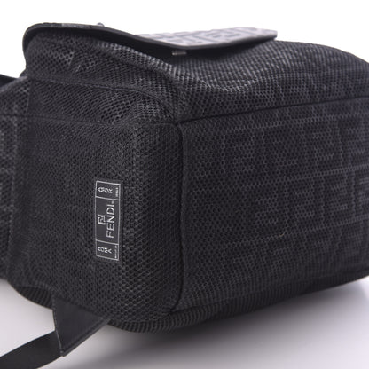Fendi Mesh Cuoio Romano Vitello Stampa FF 1974 Embossed Logo Plate Backpack Black 5 of 9