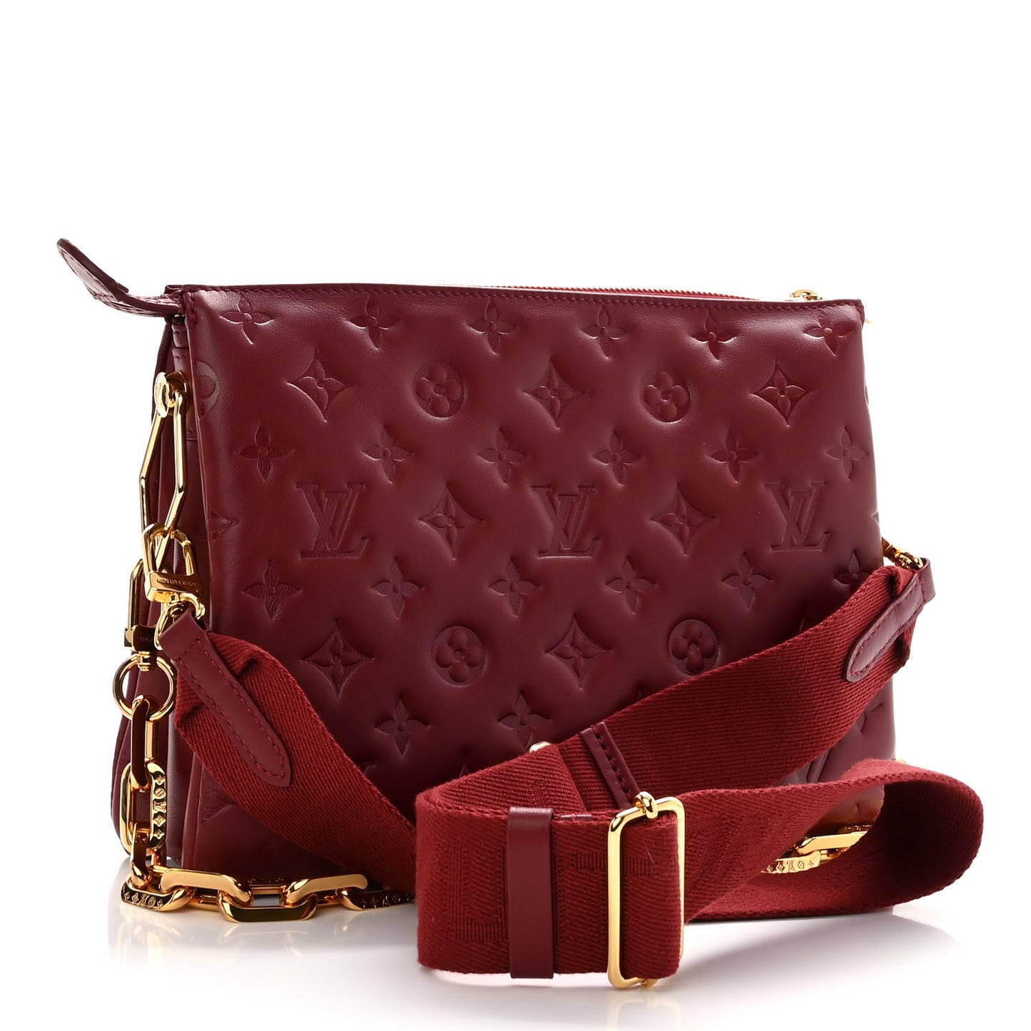 Lambskin Embossed Monogram Coussin PM Wine