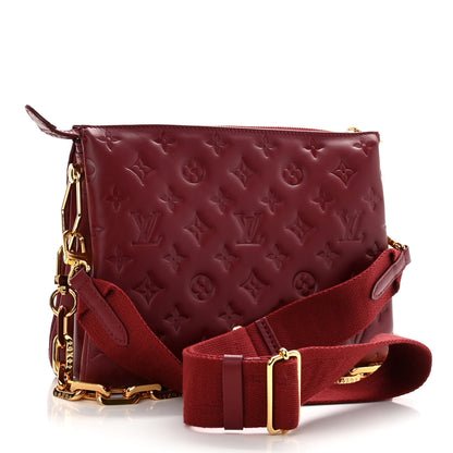 Louis Vuitton Lambskin Embossed Monogram Coussin PM Wine 3 of 10
