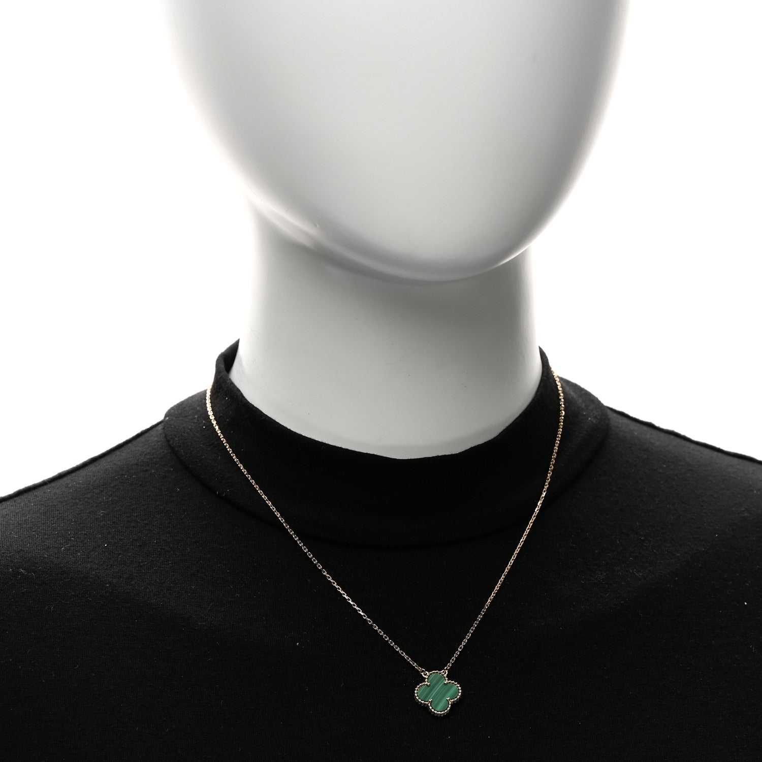 Van Cleef & Arpels 18K Yellow Gold Malachite Vintage Alhambra Pendant Necklace 2 of 6