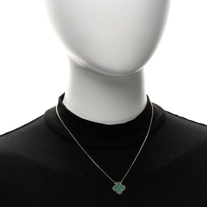 Van Cleef & Arpels 18K Yellow Gold Malachite Vintage Alhambra Pendant Necklace 2 of 6