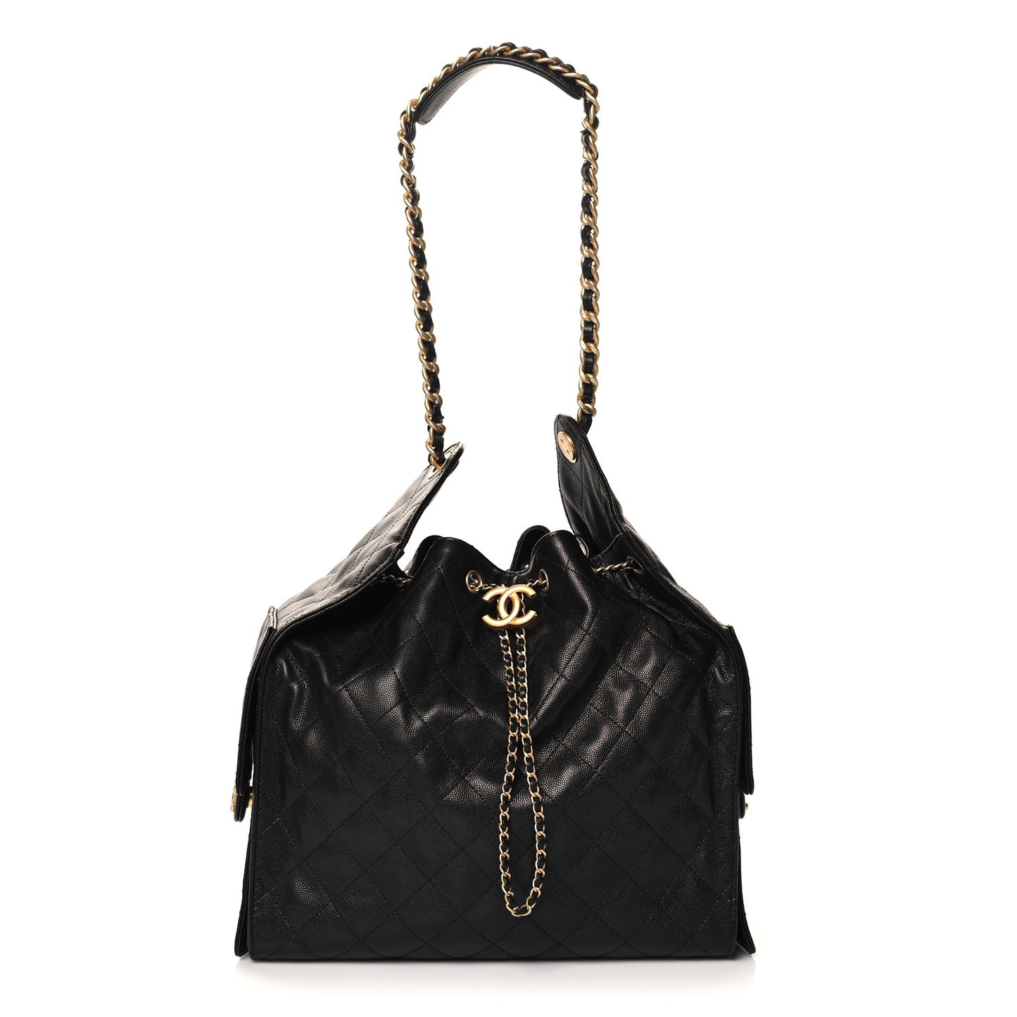 Caviar Quilted Medium Chanel 25 Handbag Black