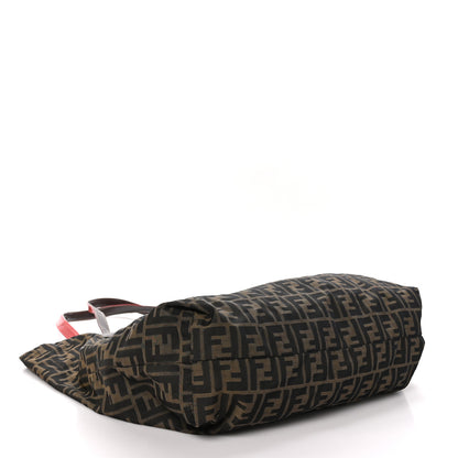 Fendi Zucca Leopard Print Reversible Shopping Tote Tobacco Brown Red 4 of 17