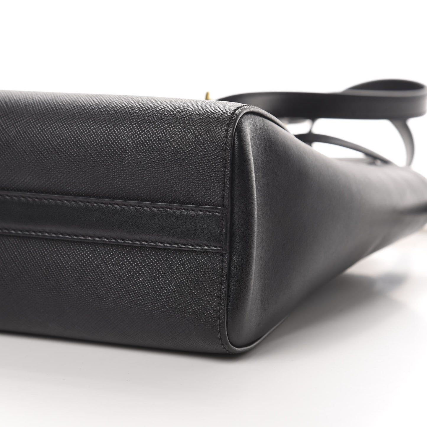 Saffiano Soft Calfskin Small Zippered Tote Black