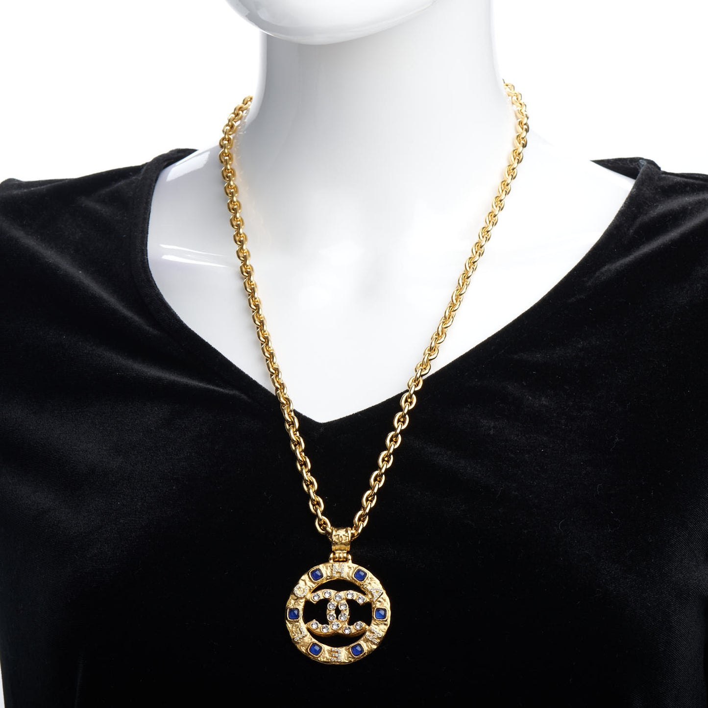 Resin Crystal CC Pendant Necklace Gold