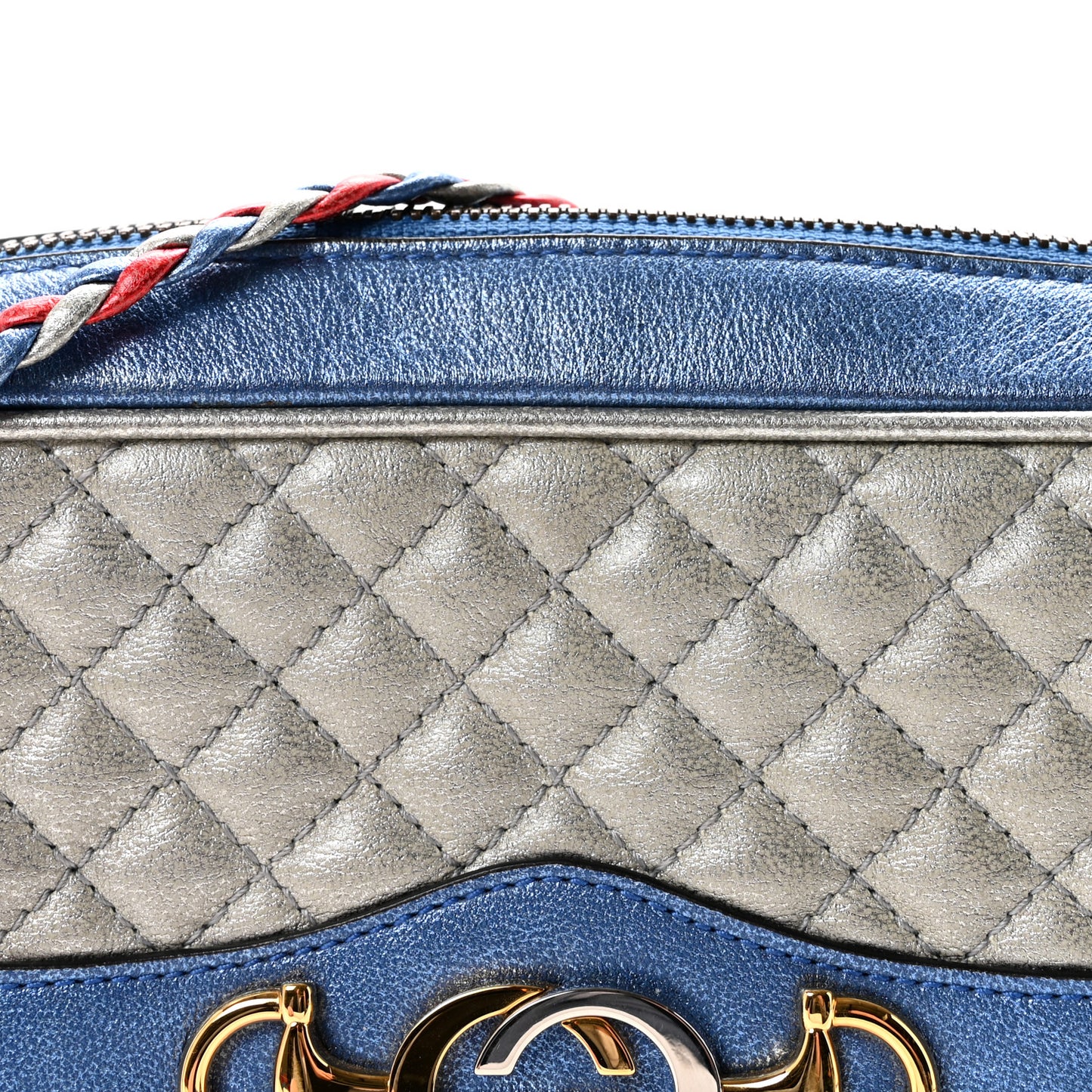 Laminated Nappa Trapuntata Small Zumi Shoulder Bag Rosso Marine Argento