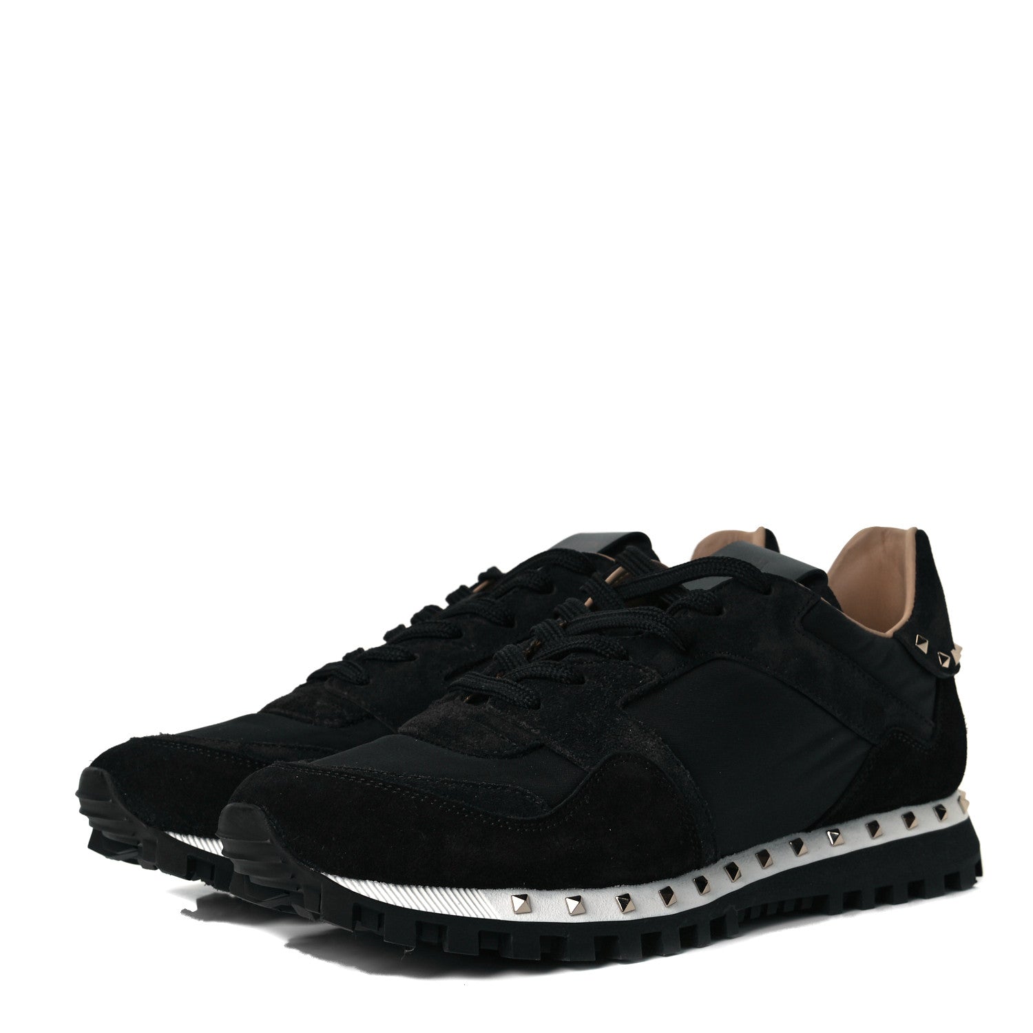 Valentino Garavani Suede Nylon Camouflage Womens Soul Rockstud Sneakers 39.5 Black 2 of 8