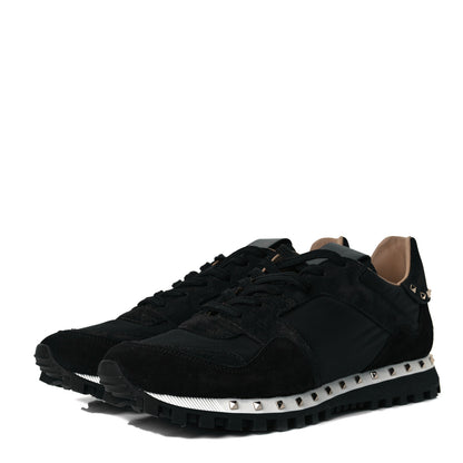 Valentino Garavani Suede Nylon Camouflage Womens Soul Rockstud Sneakers 39.5 Black 2 of 8