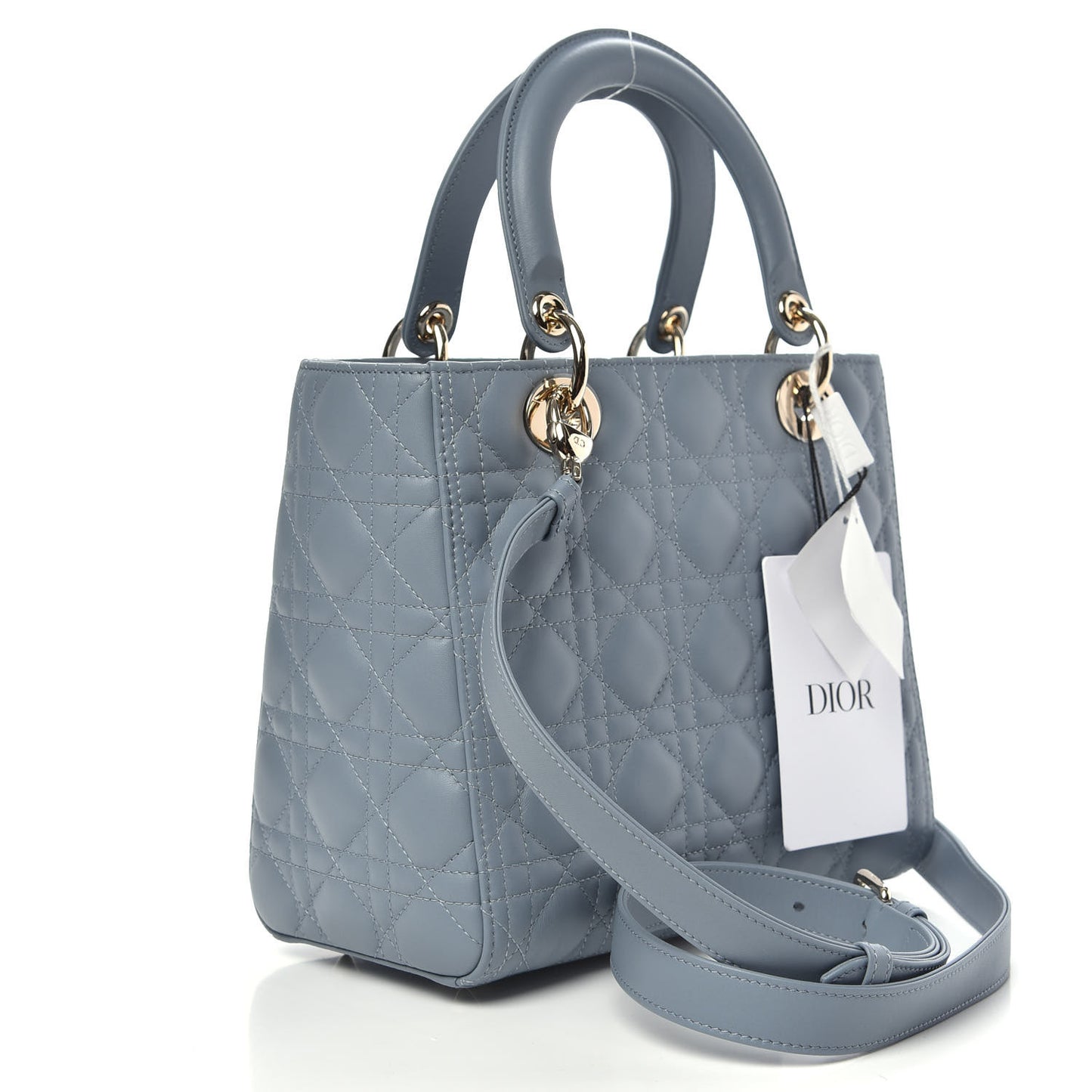 Lambskin Cannage Medium Lady Dior Cloud Blue