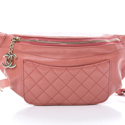 Chanel Crumpled Glazed Lambskin Quilted Waist Bag Fanny Pack Pink 8 of 10