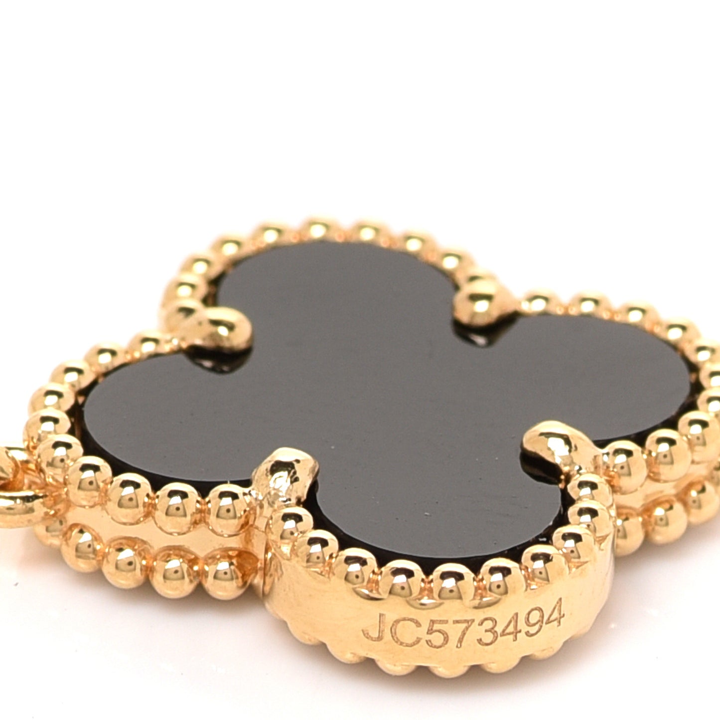 18K Yellow Gold Black Onyx 10 Motifs Vintage Alhambra Necklace