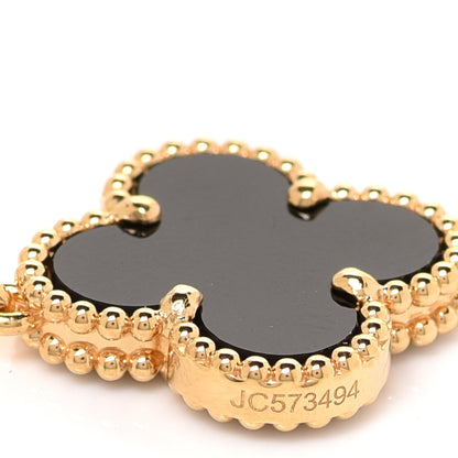 Van Cleef & Arpels 18K Yellow Gold Black Onyx 10 Motifs Vintage Alhambra Necklace 7 of 8