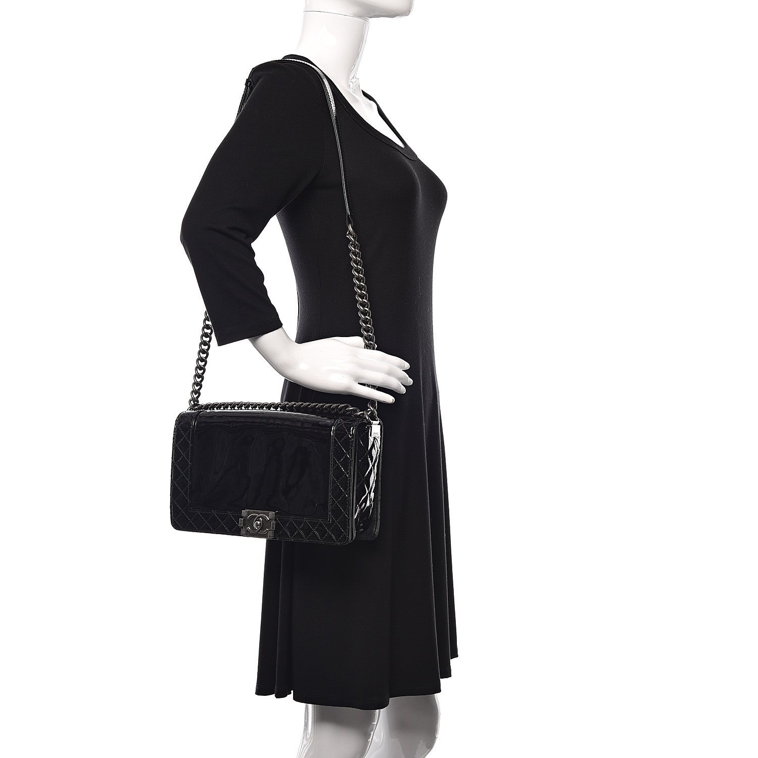 Chanel Patent New Medium Boy Reverso Flap Black 2 of 11
