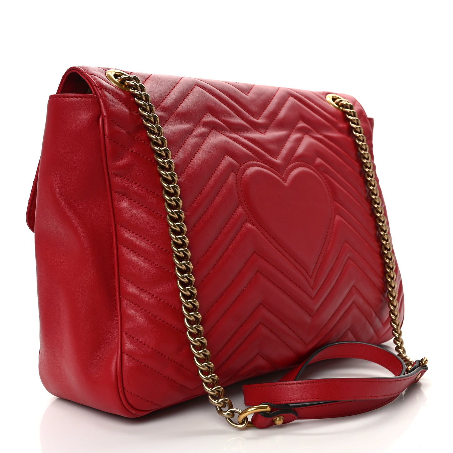 Calfskin Matelasse Large GG Marmont Shoulder Bag Hibiscus Red