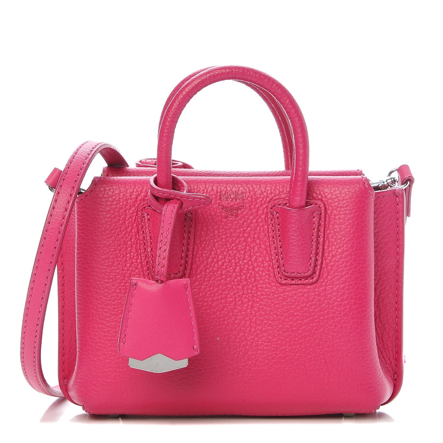 Grained Calfskin Micro Milla Tote Beetroot Pink