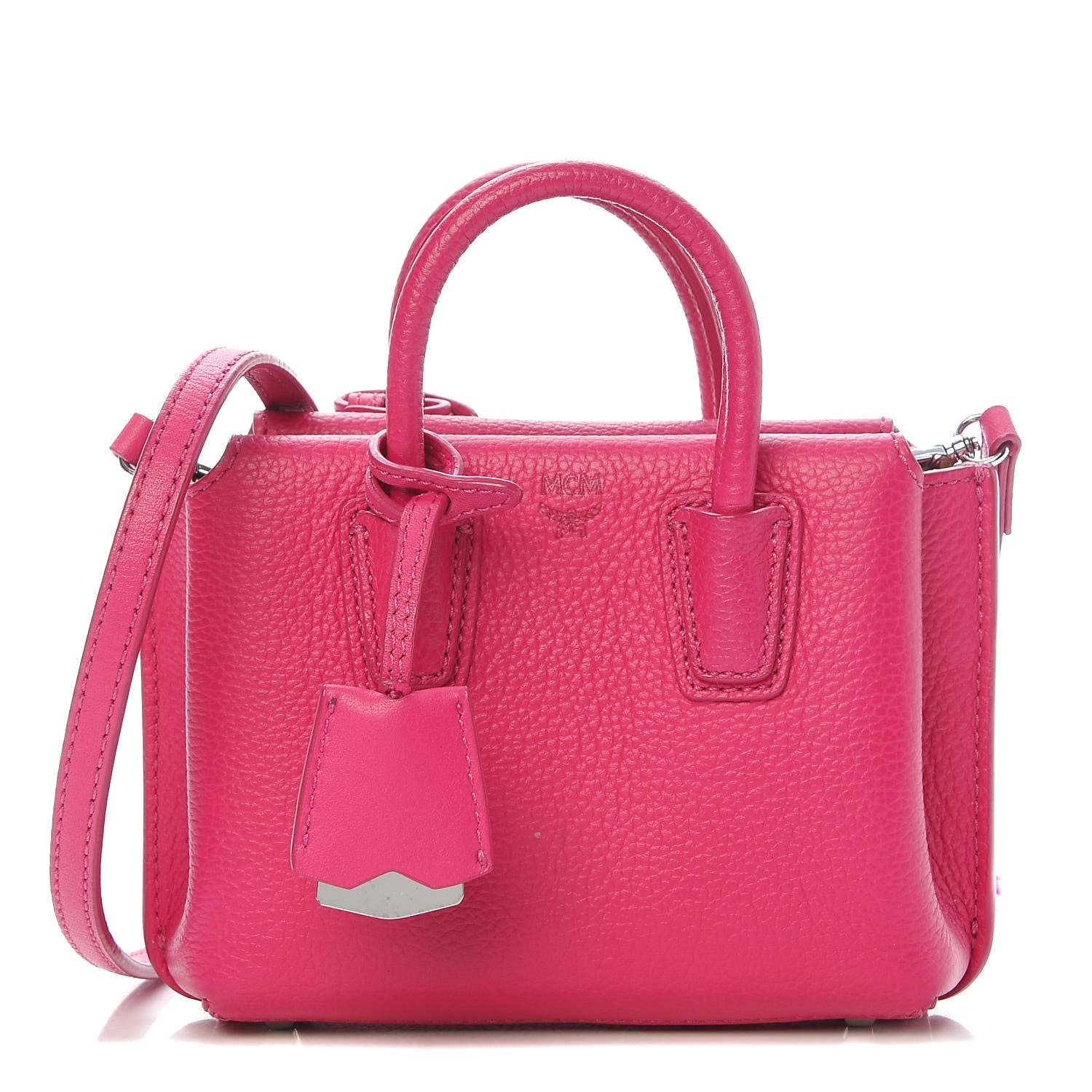MCM Grained Calfskin Micro Milla Tote Beetroot Pink 1 of 11