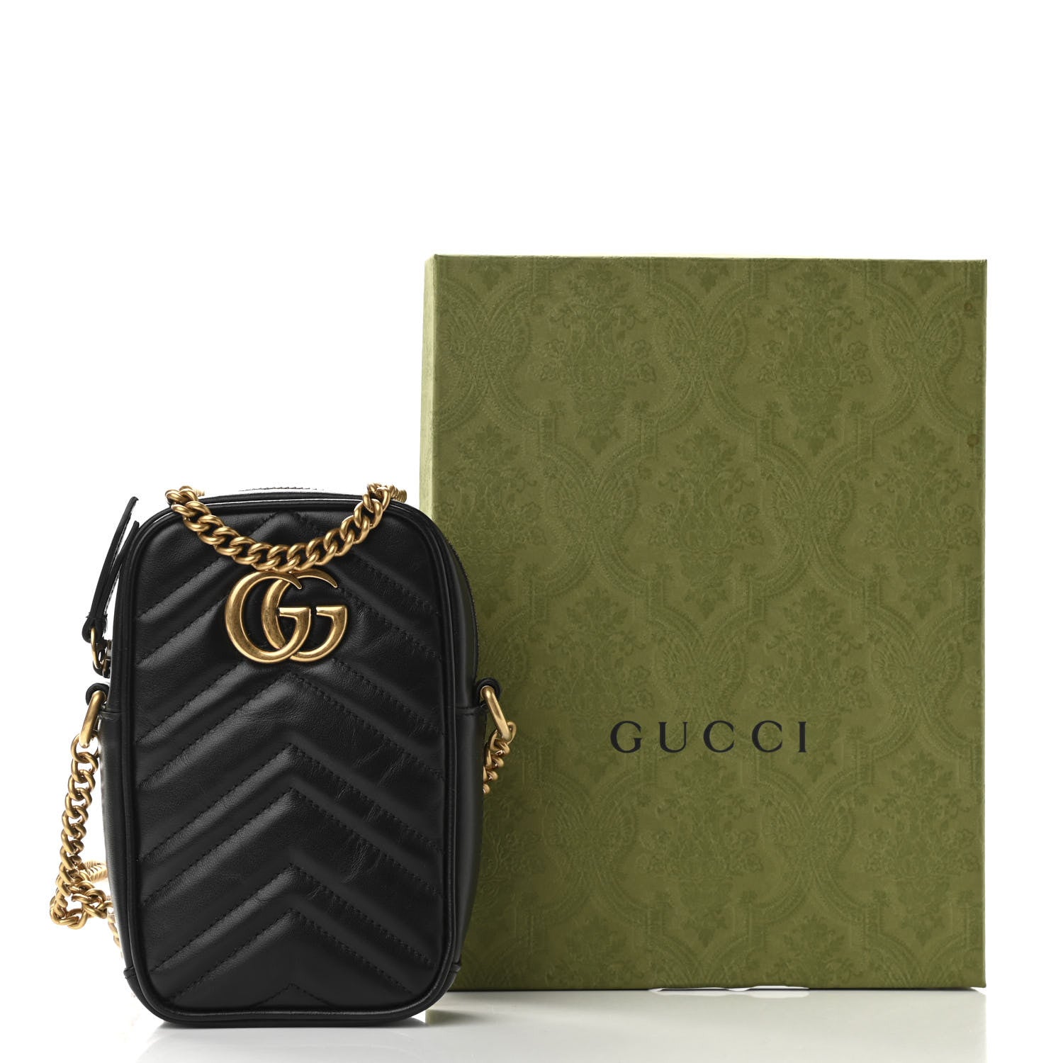 Gucci Calfskin Matelasse Mini GG Marmont Crossbody Bag Black 11 of 11