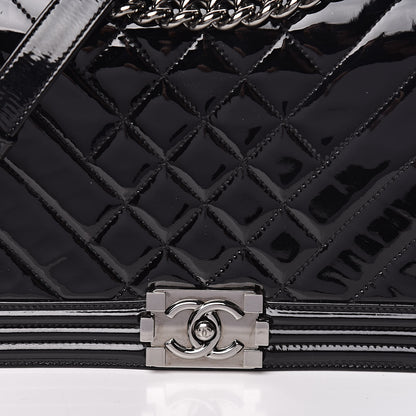 Chanel Patent Chevron Quilted New Medium Boy Flap Black 12 of 12
