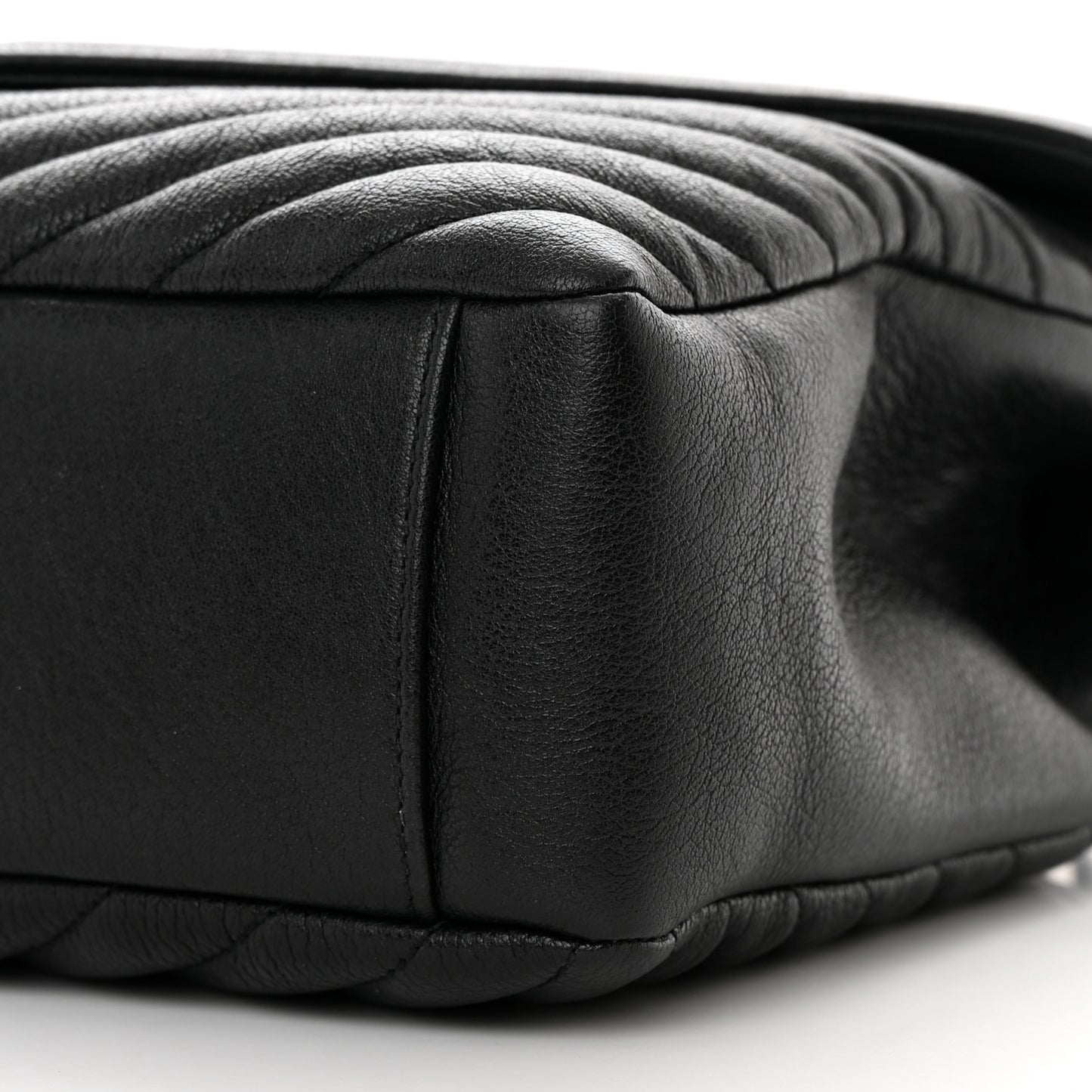 Sheepskin Matelasse Chevron Monogram Large College Satchel Black