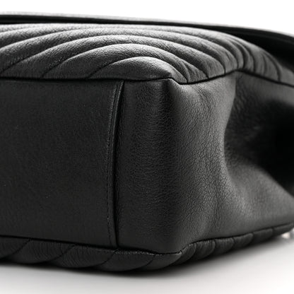 Saint Laurent Sheepskin Matelasse Chevron Monogram Large College Satchel Black 10 of 12