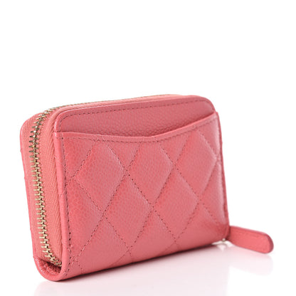 Chanel Metallic Caviar Quilted Zip Coin Purse Pink 3 of 10
