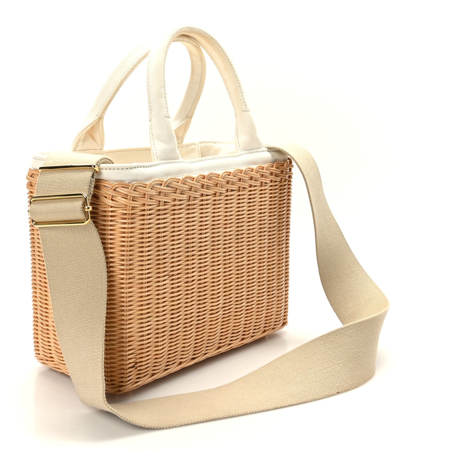 Wicker Canvas Tote Naturale White