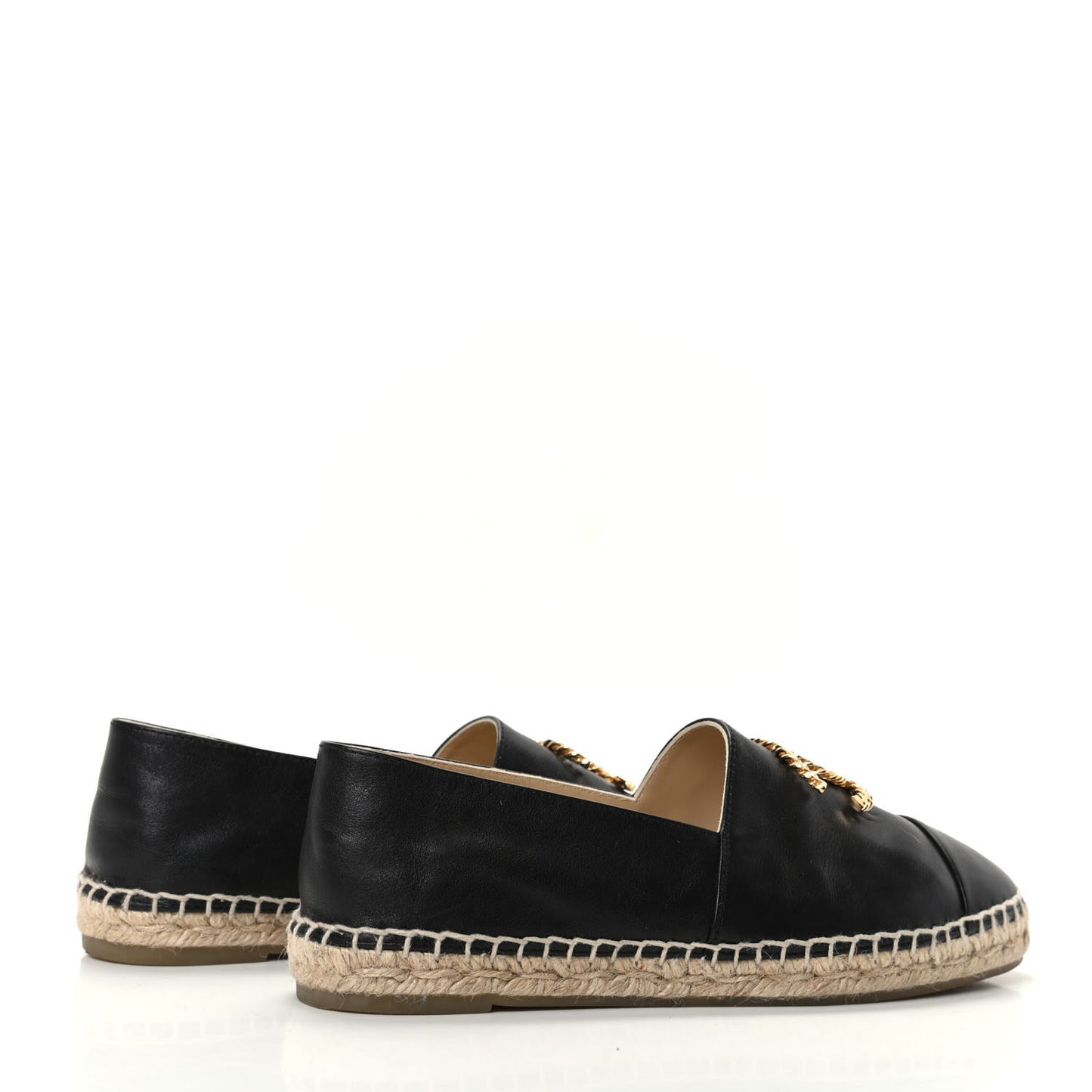 Calfskin Chain CC Espadrilles 38 Black