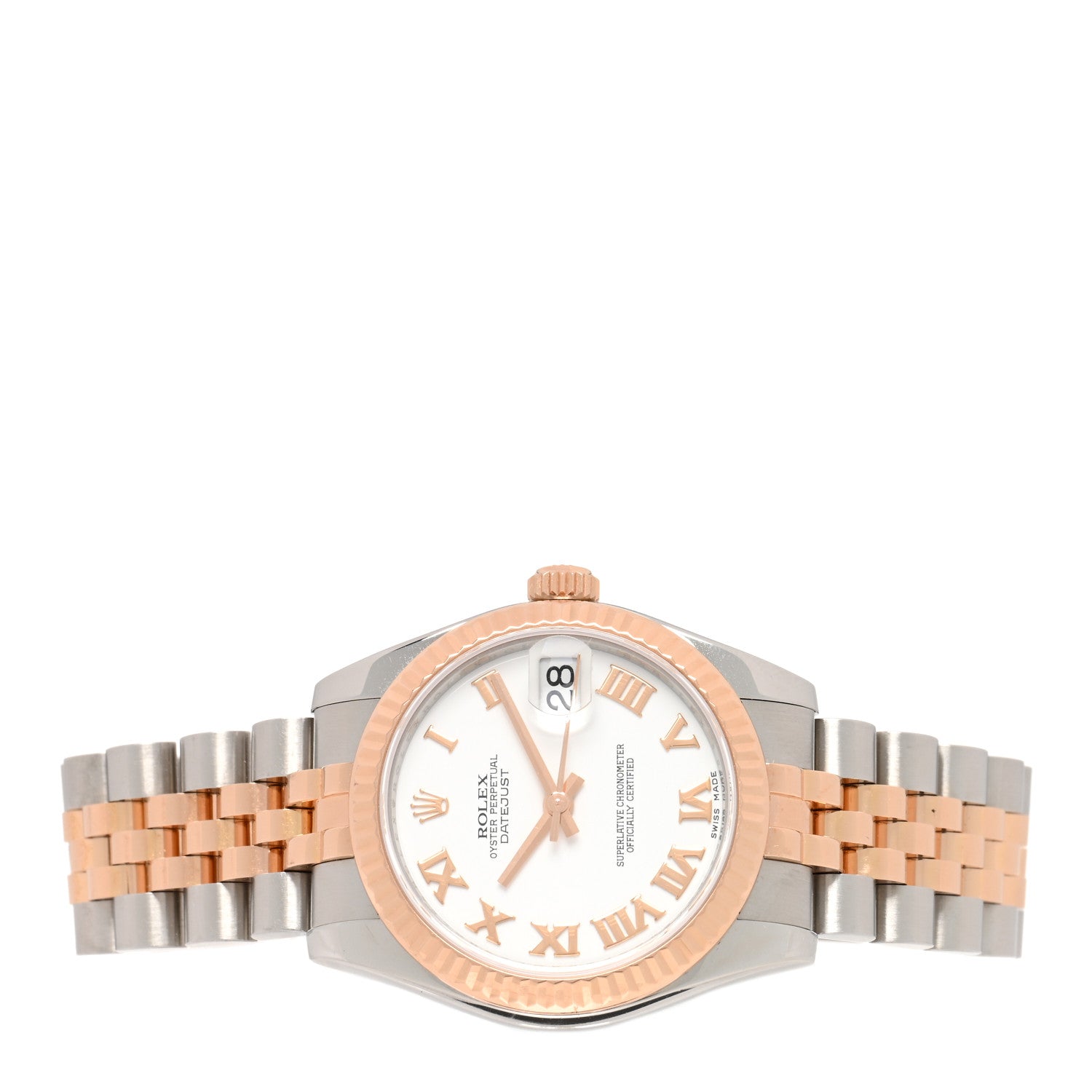 Rolex Stainless Steel 18K Everose Gold 31mm Oyster Perpetual Datejust Watch White Roman 178271 2 of 5