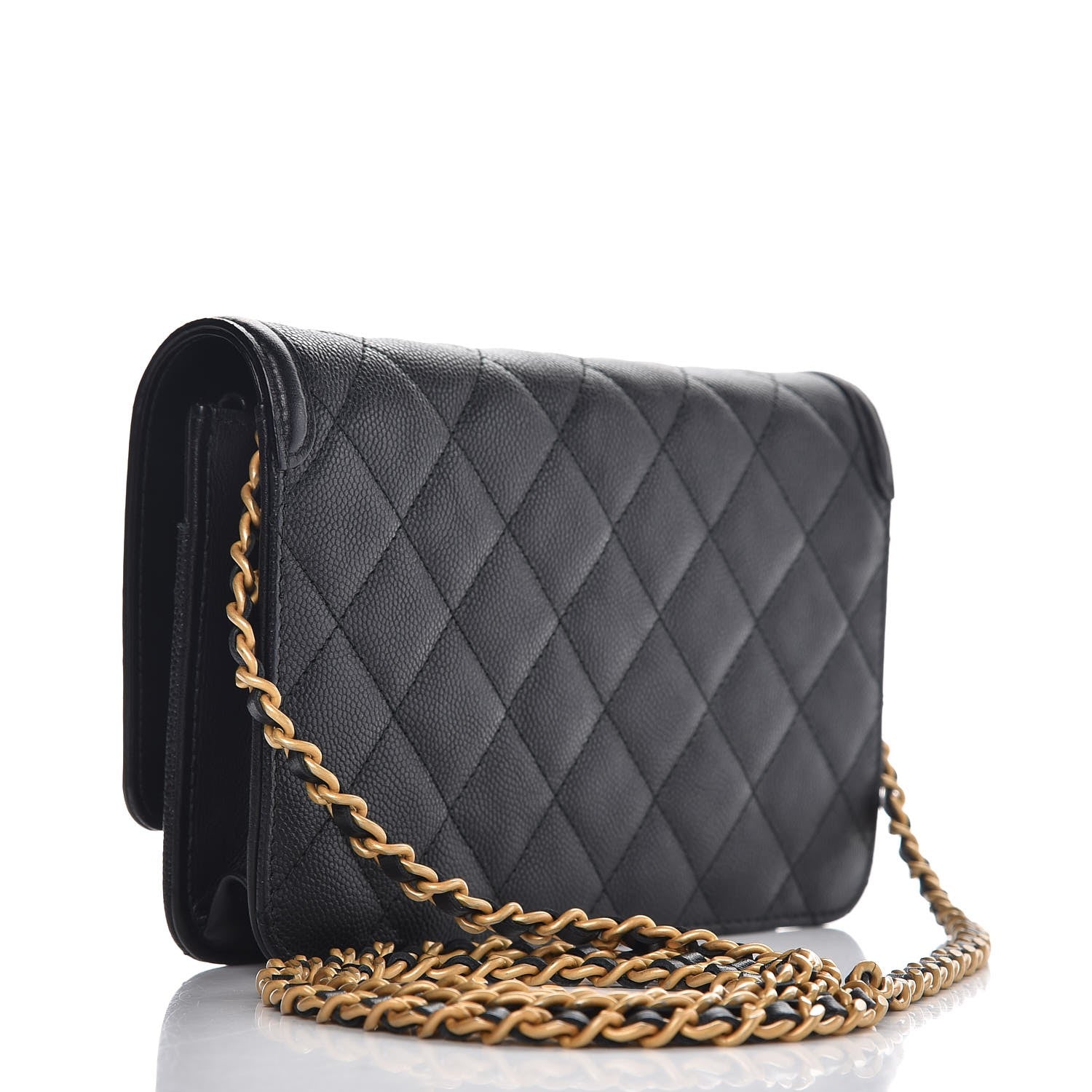 Chanel Caviar Quilted CC Filigree Wallet On Chain WOC Black 3 of 8