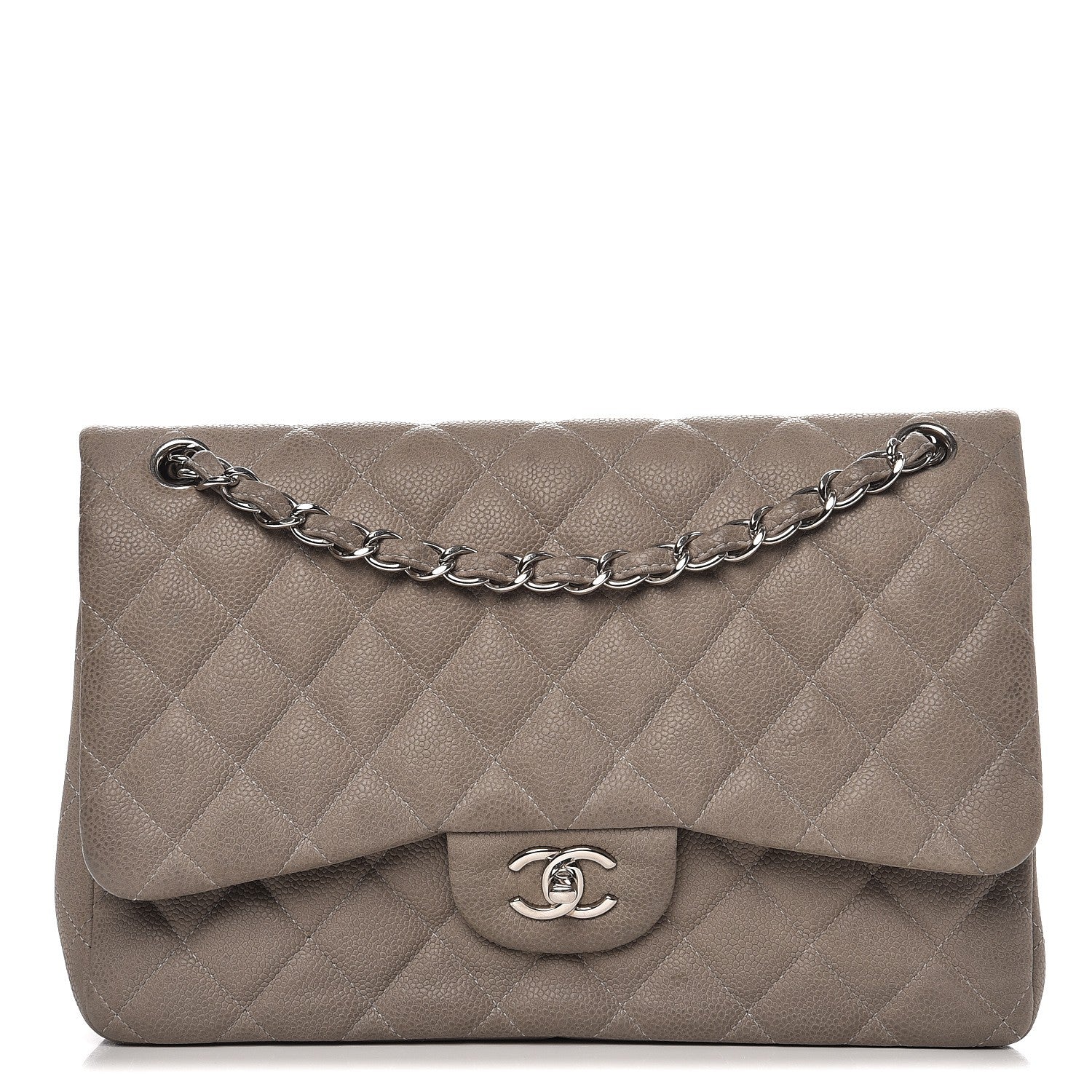 Chanel Iridescent Caviar Quilted Jumbo Double Flap Light Grey 1 of 11