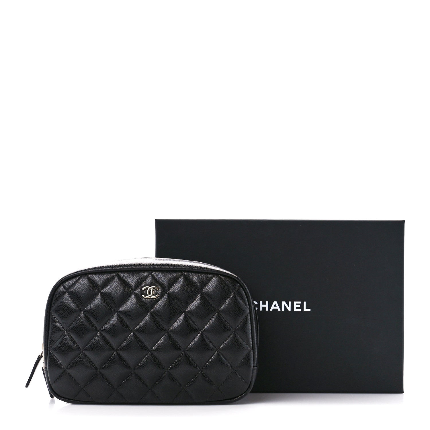 Chanel Caviar Quilted Medium Curvy Pouch Cosmetic Case Black 11 of 11