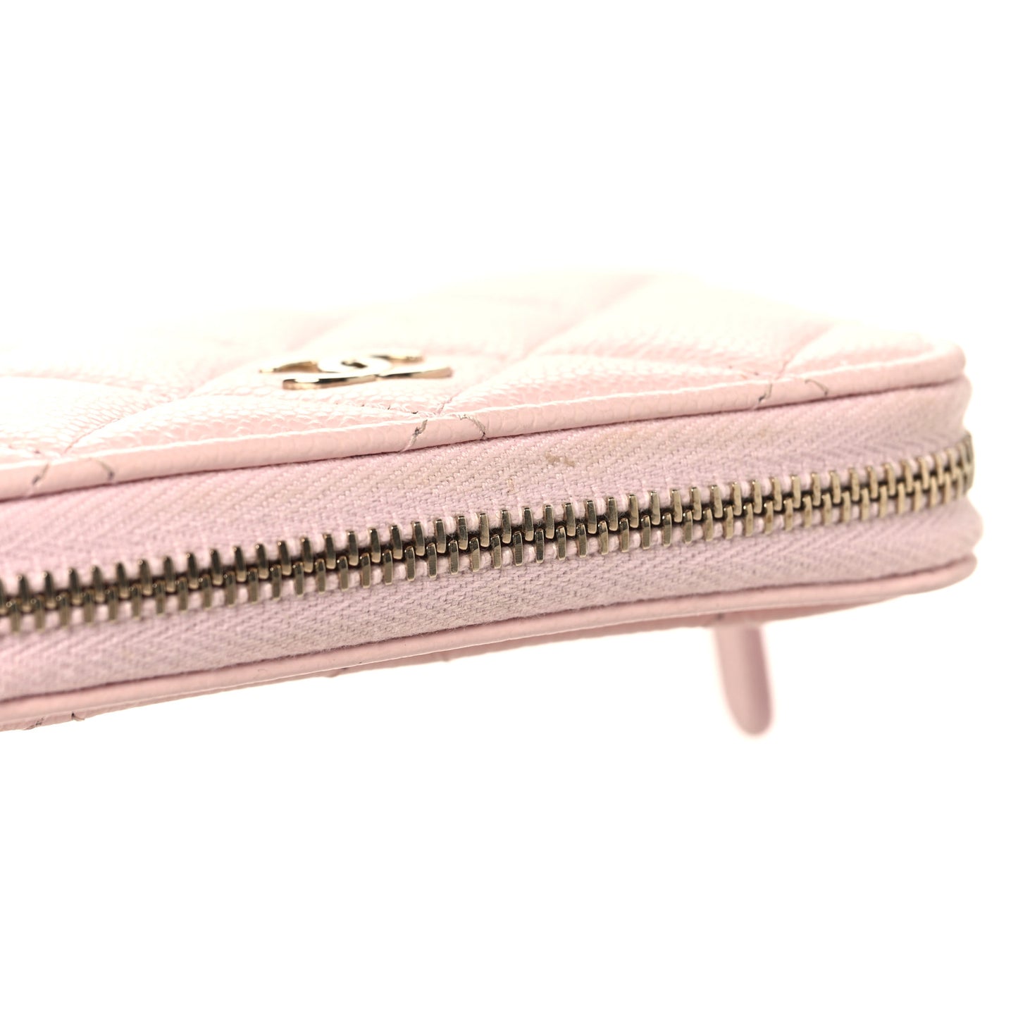 Caviar Quilted Zip Coin Purse Wallet Light Pink
