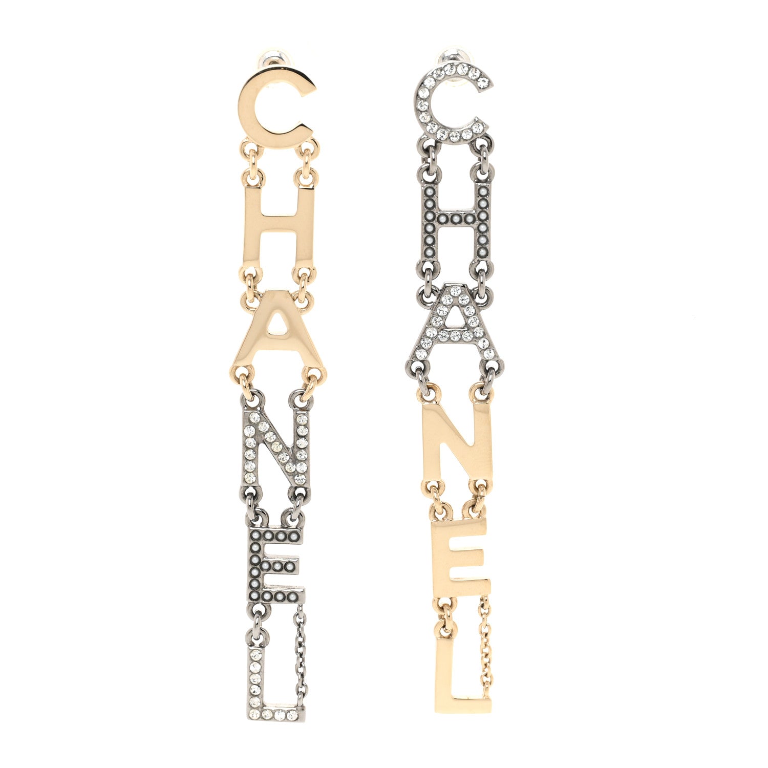 Chanel Crystal Pearl Chanel Bright Young Things Earrings Gold Ruthenium 1 of 5