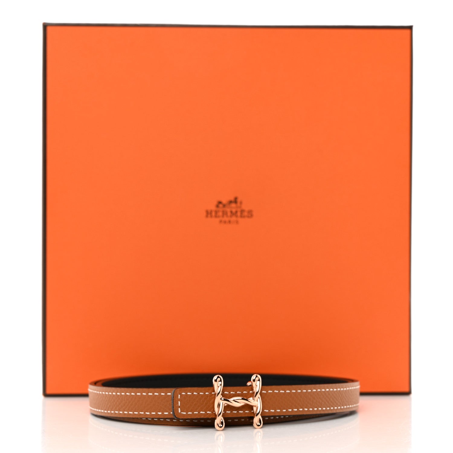 Hermes Swift Epsom 13mm H Torsade Belt 75 30 Black Gold 7 of 7