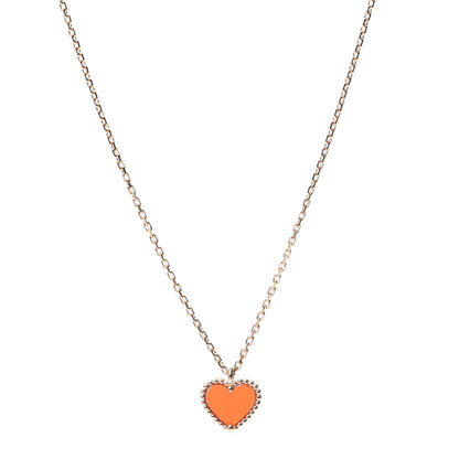 Van Cleef & Arpels 18K Rose Gold Carnelian Sweet Alhambra Heart Pendant Necklace 1 of 7