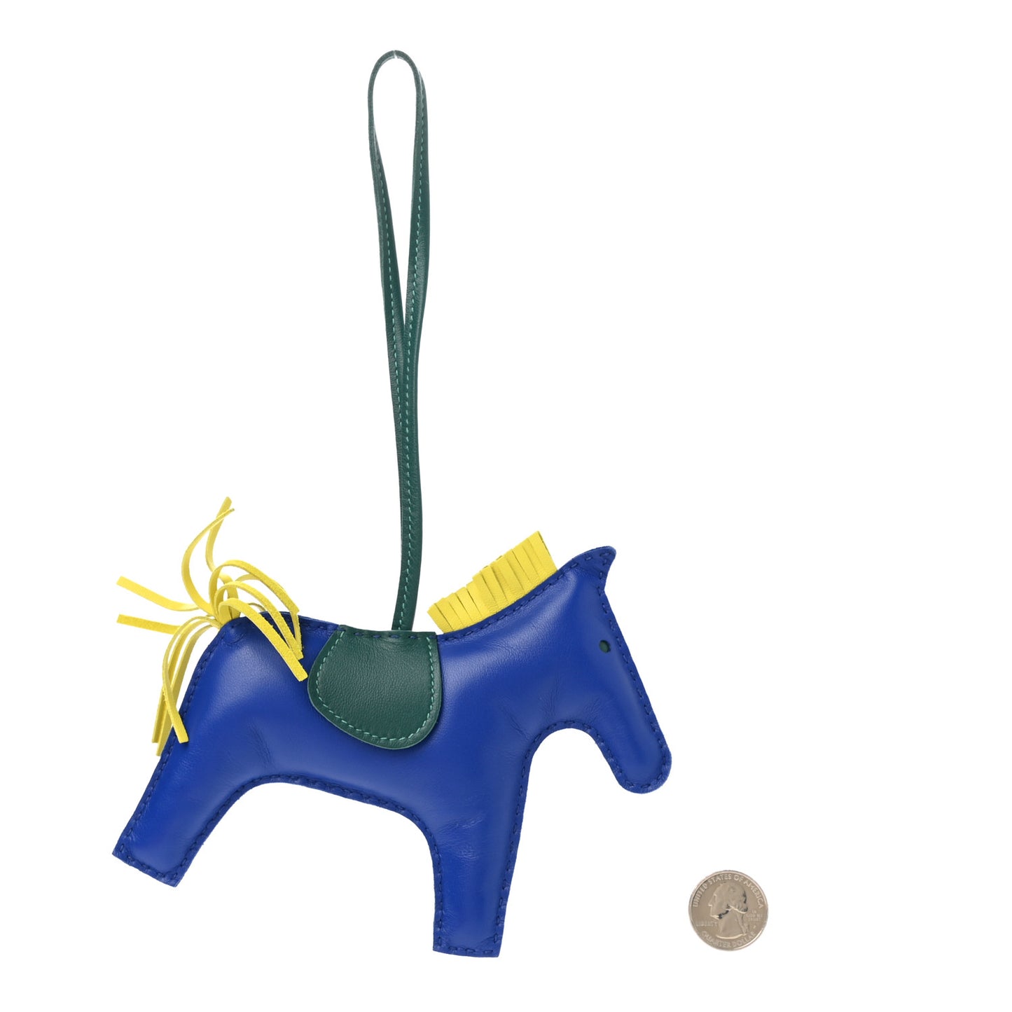 Milo Lambskin Grigri Rodeo Horse Bag Charm MM Bleu Electrique Lime Vert Fonce