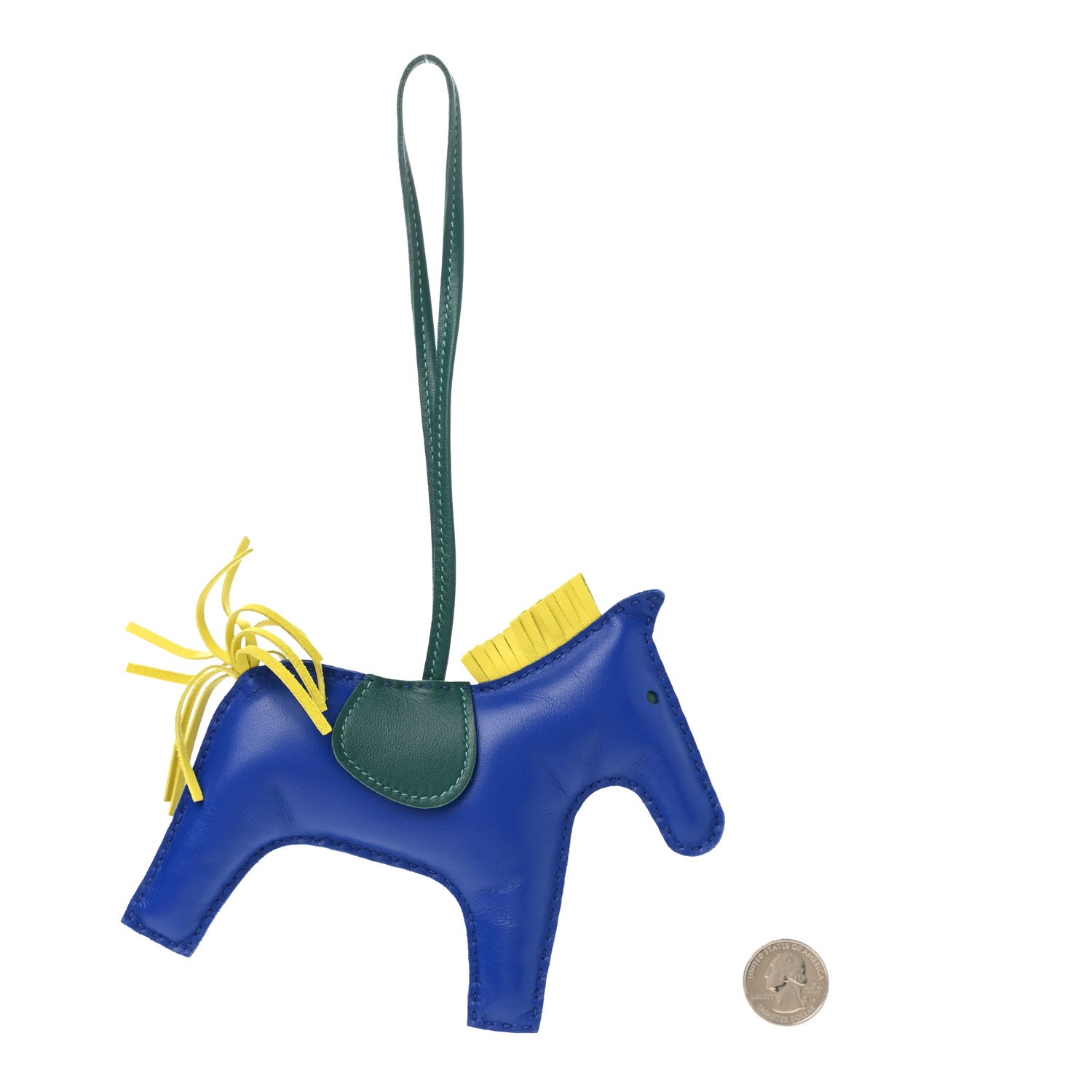 Hermes Milo Lambskin Grigri Rodeo Horse Bag Charm MM Bleu Electrique Lime Vert Fonce 2 of 4
