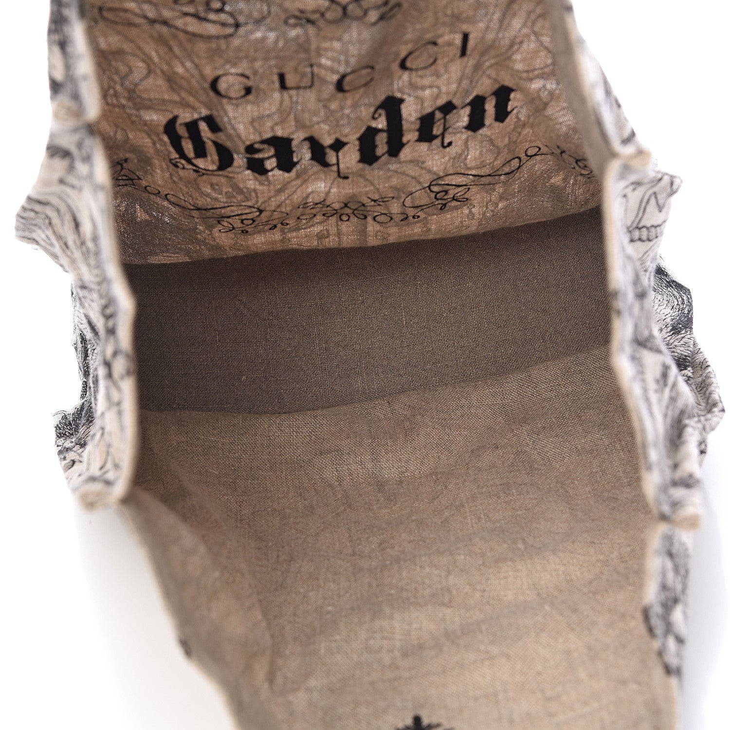 Gucci X JAYDE FISH Linen Garden Vertical Tote Black Beige 5 of 10
