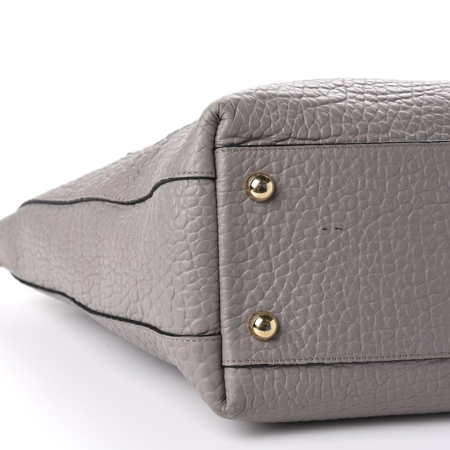 Signature Grain Calfskin Medium Welburn Tote Pale Grey