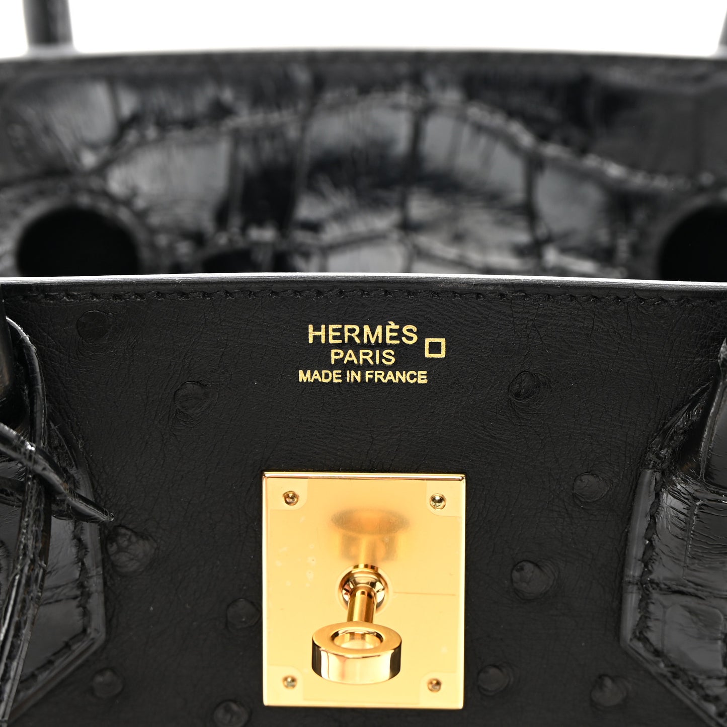 Ostrich Shiny Alligator Birkin Touch 30 Black