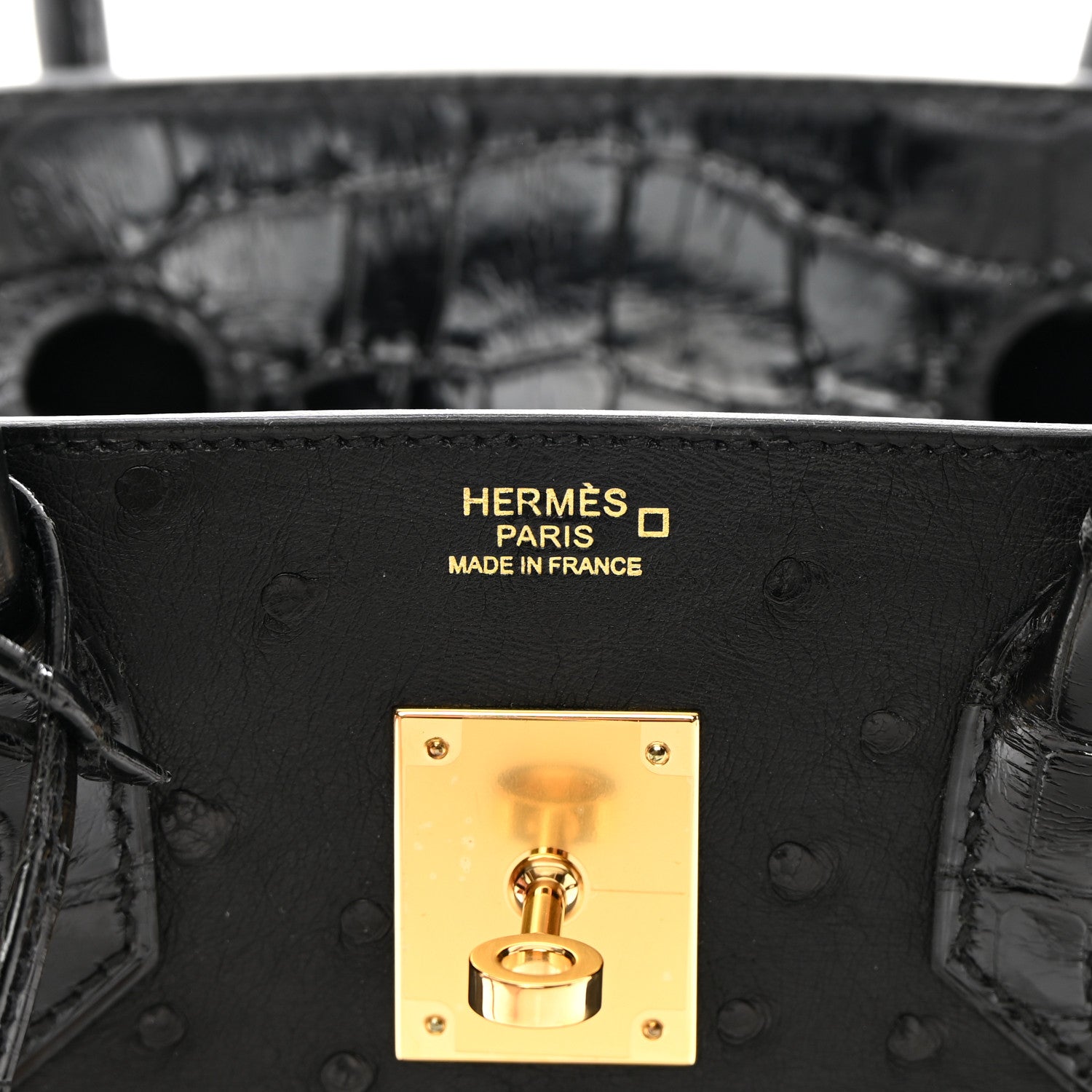 Hermes Ostrich Shiny Alligator Birkin Touch 30 Black 6 of 13