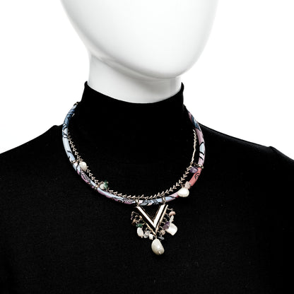 Louis Vuitton Metal Silk Essential V Charm Necklace Multicolor 2 of 5